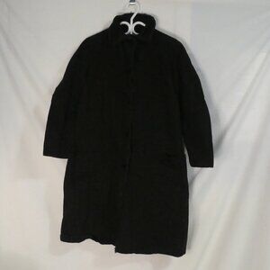 HIPPIESTORY | large | Black Denim Snap Button-Up Closure Trench Coat